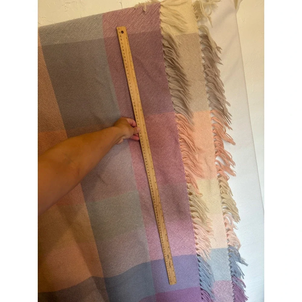 THE THREE WEAVERS 100% Virgin Wool Throw Blanket Pastel Hand Woven Baby Nursery